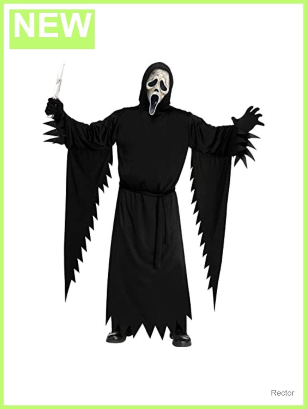 Ghost Face Aged Adult Costume Mask Hooded Robe Belt One Size Halloween
